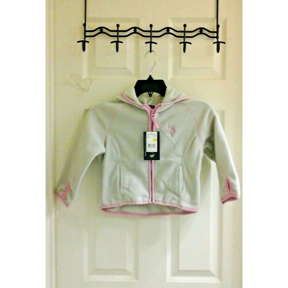 U.S. Polo, hooded sweater, little girl's size 5/6 gray pink, Zip Up NWT $40
